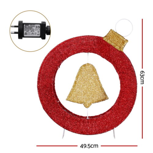 Jingle Jollys Christmas Lights 60cm Motif 30 LED Bell Wreath Xmas Decorations - Image 4