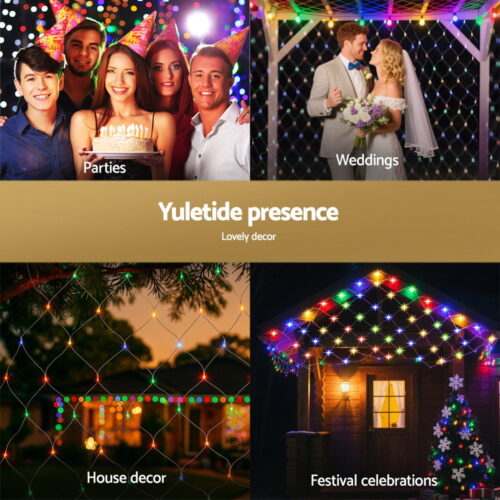 Jingle Jollys Christmas Lights 5Mx3M Net String Light 600 LED Colourful Beads - Image 5