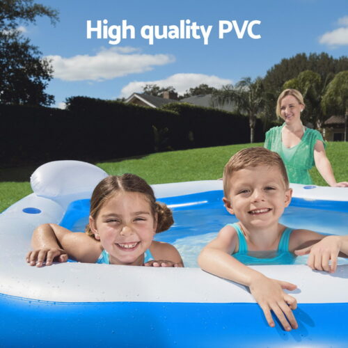 Bestway Kids Inflatable Pool Above Ground Pools Seat Cushions Cup Holder 213x206cm - Image 4