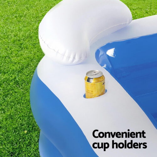 Bestway Kids Inflatable Pool Above Ground Pools Seat Cushions Cup Holder 213x206cm - Image 6