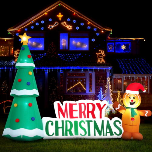 Jingle Jollys Christmas Inflatable Gingerbread Man 1.5M Height LED Decorations Illuminated - Image 7
