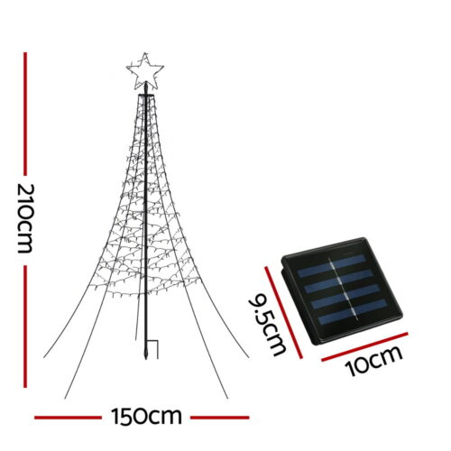 Jingle Jollys Solar Christmas Tree 2.1m 320 LED Net Lights Xmas Trees Decoration - Image 2