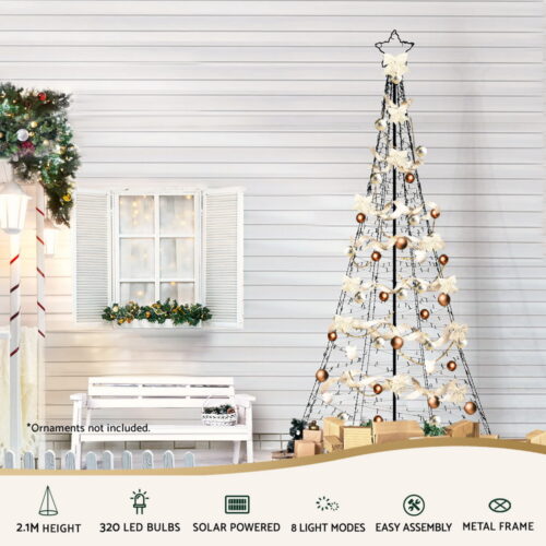 Jingle Jollys Solar Christmas Tree 2.1m 320 LED Net Lights Xmas Trees Decoration - Image 4