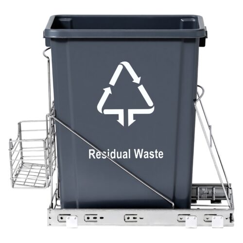 Cefito Pull Out Bin Kitchen Cabinet Slide Garbage Rubbish Bins Basket 40L Grey - Image 3