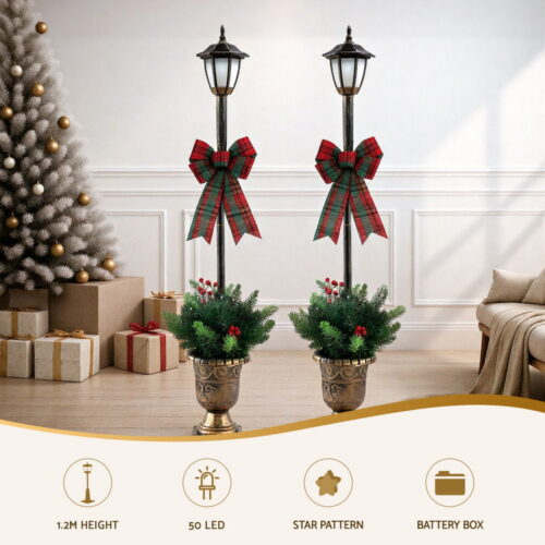 Jingle Jollys Christmas Lights 125cm Lamp Post 50 LED Fairy Light Decorations - Image 5