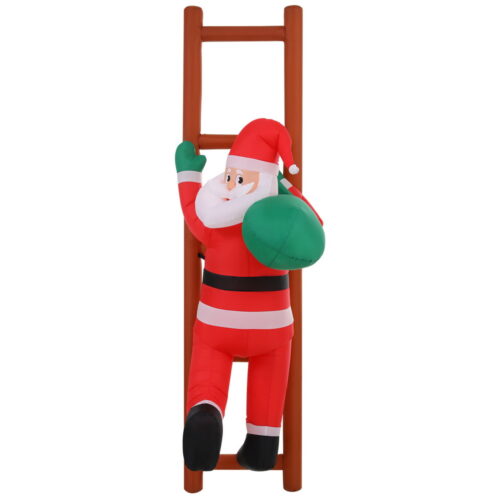 Jingle Jollys Christmas Inflatable Santa Climbing Ladder 2.45M Height LED Decorations Illuminated - Image 3