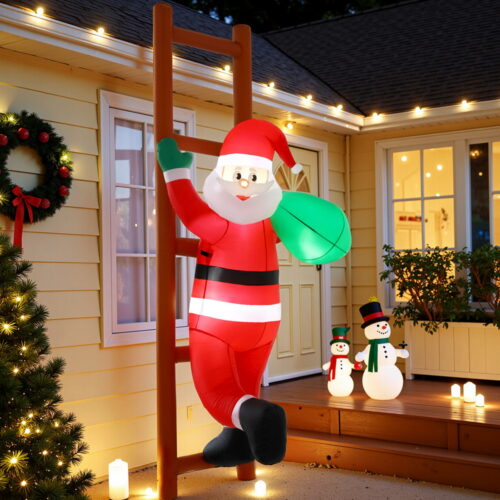 Jingle Jollys Christmas Inflatable Santa Climbing Ladder 2.45M Height LED Decorations Illuminated - Image 7