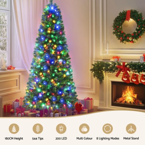Jingle Jollys 1.8M Pre-lit Christmas Tree 8 Mode Multi Colour 200 LED Light Xmas - Image 4
