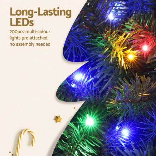 Jingle Jollys 1.8M Pre-lit Christmas Tree 8 Mode Multi Colour 200 LED Light Xmas - Image 6