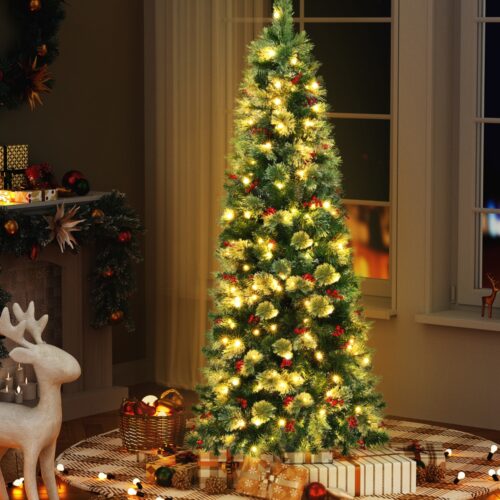 Jingle Jollys Christmas Tree 1.8M LED Xmas Tree Party Decorations Red Barries - Image 7