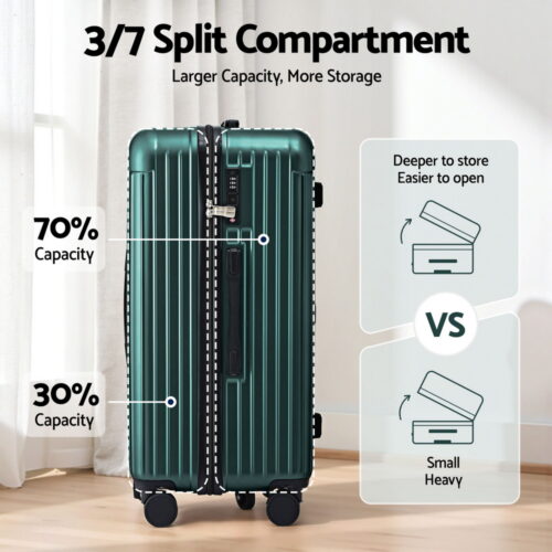 Wanderlite 28" Trunk Luggage Suitcase Travel 5 Wheels Type-C Port TSA Green - Image 4