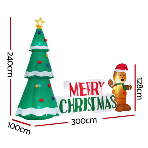 Jingle Jollys Christmas Inflatable Gingerbread Man Tree LED Illuminated Decorations - Image 2