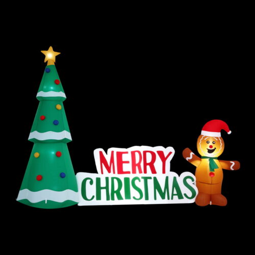 Jingle Jollys Christmas Inflatable Gingerbread Man Tree LED Illuminated Decorations - Image 3