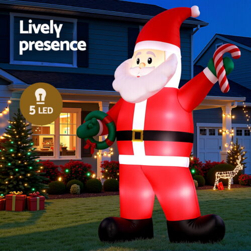 Jingle Jollys Christmas Inflatable Giant Santa 3.8M Height LED Illuminated Decorations - Image 4