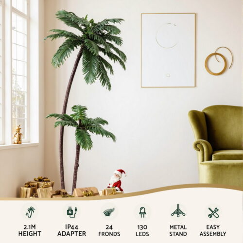 Jingle Jollys Christmas Tree 2.1m LED Lighted Xmas Palm Trees Party Decorations - Image 4
