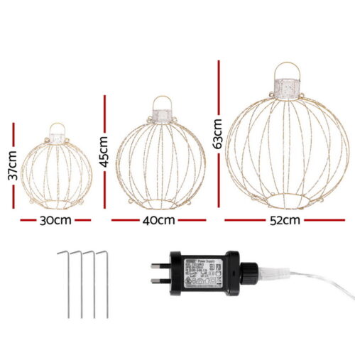 Jingle Jollys Christmas Lights 320 LED Fairy Light 3pcs Ball Decorations Set - Image 2