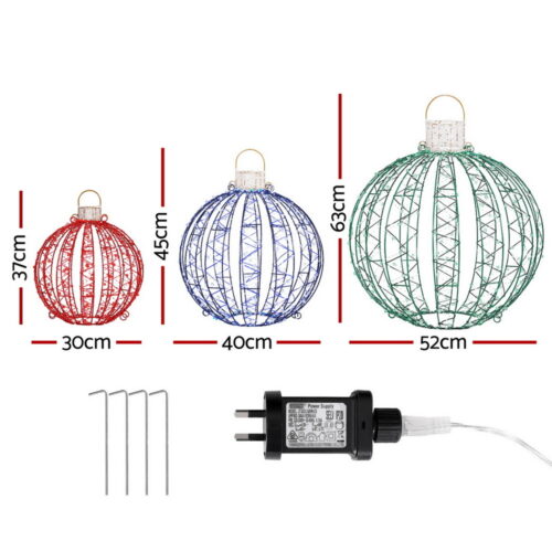 Jingle Jollys Christmas Lights 320 LED Fairy Light 3pcs Ball Decorations Set - Image 2