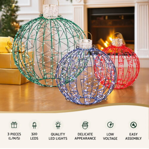 Jingle Jollys Christmas Lights 320 LED Fairy Light 3pcs Ball Decorations Set - Image 4
