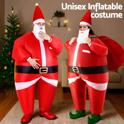 Inflatable Christmas Santa Claus Costume Adult Suit Blow Up Party Fancy Dress Xmas Cosplay - Image 6