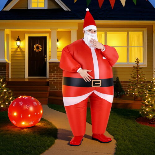 Inflatable Christmas Santa Claus Costume Adult Suit Blow Up Party Fancy Dress Xmas Cosplay - Image 7