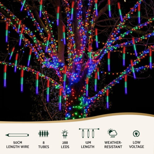 Jingle Jollys 7M Christmas Lights Shower Light 288 LED Icicle Falling Metor - Image 4