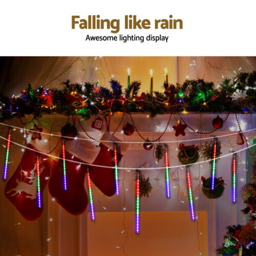 Jingle Jollys 7M Christmas Lights Shower Light 288 LED Icicle Falling Metor - Image 6