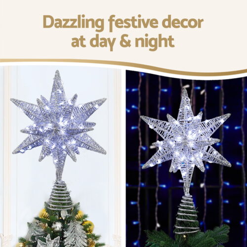 Jingle Jollys 3D Christmas Tree Topper Star LED Decorations Xmas Party Timer - Image 4