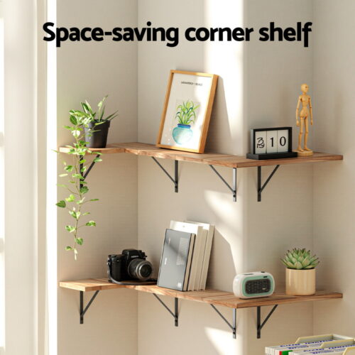 Artiss Floating Wall Shelf Corner Shelves Set of 4 Wood - Image 4