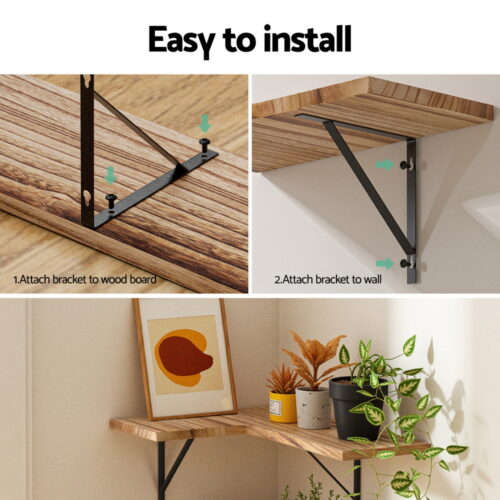 Artiss Floating Wall Shelf Corner Shelves Set of 4 Wood - Image 6