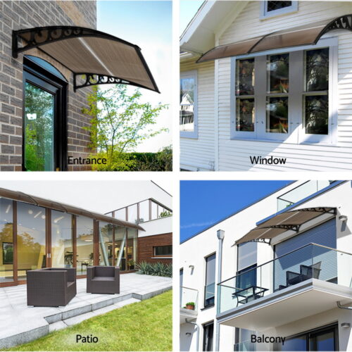 Instahut Window Door Awning 0.8mx1m Brown - Image 4