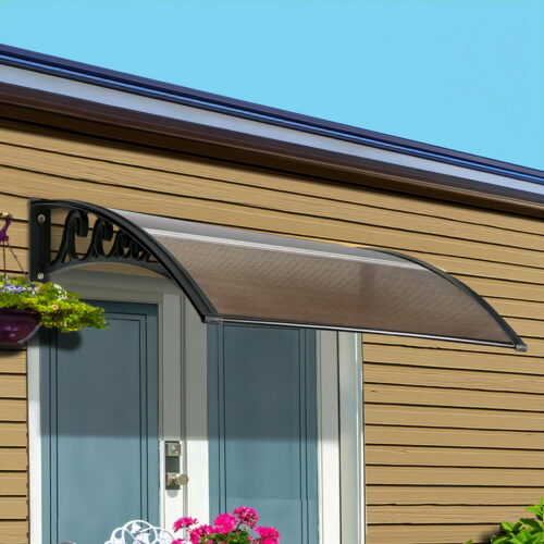 Instahut Window Door Awning 0.8mx1m Brown - Image 7