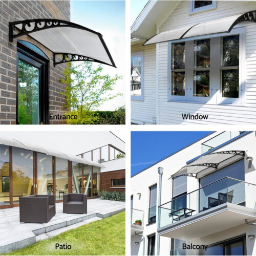 Instahut Window Door Awning 0.8mx1m Transparent - Image 4