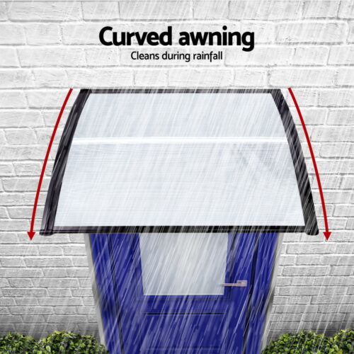 Instahut Window Door Awning 0.8mx1m Transparent - Image 6
