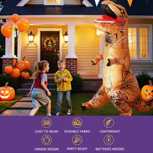 Inflatable Dinosaur Costume T-Rex Adult Suit Blow Up Party Fancy Dress Halloween Xmas Cosplay - Image 4