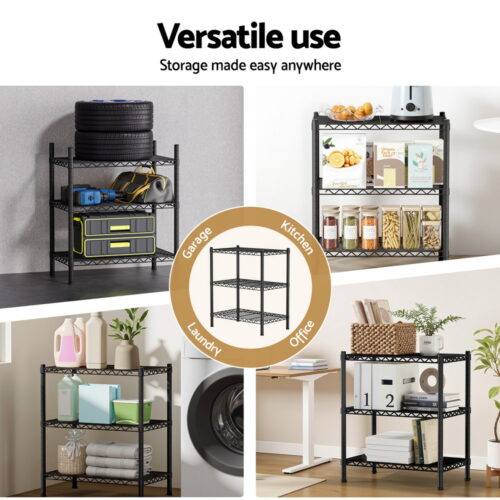 Artiss 3-Tier Shelving Unit Adjustable Garage Storage Shelves Kitchen Rack Steel - Image 5