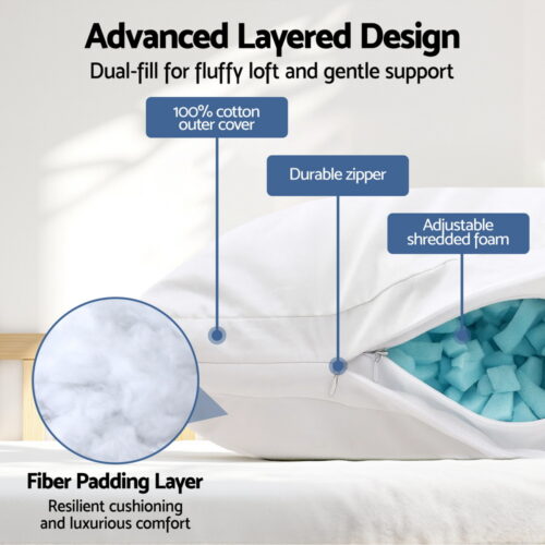 Giselle Bedding Shredded Memory Foam Pillow Adjustable Loft - Image 4