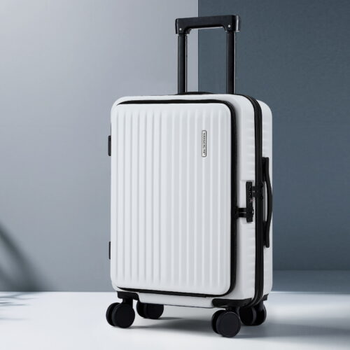 Wanderlite 20" Luggage Suitcase Front Pocket Travel Carry On Dual TSA White - Image 7