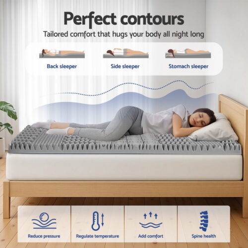 Giselle Bedding 8cm Memory Foam Mattress Topper 7-Zone Graphite Single - Image 4