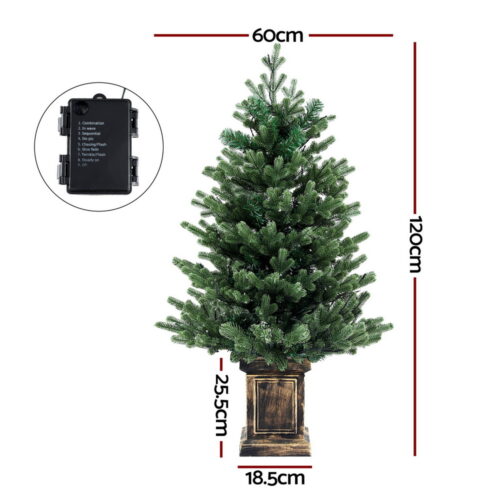 Jingle Jollys Christmas Tree 1.2M LED Potted Xmas Tree Party Decor 8 Light Modes - Image 2