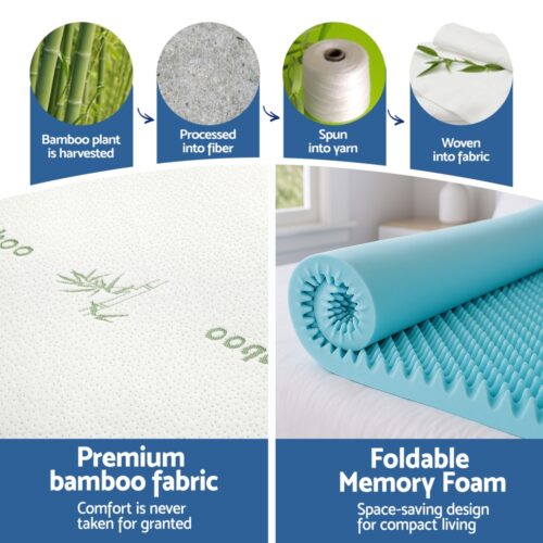 Giselle 8cm Memory Foam Mattress Topper Gel Egg Crate Foam Bamboo King Single - Image 6