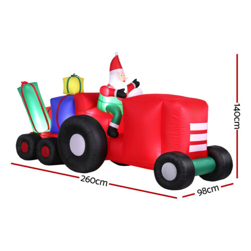 Jingle Jollys Christmas Inflatable Santa Truck 2.6M Length LED Decorations Illuminated - Image 2