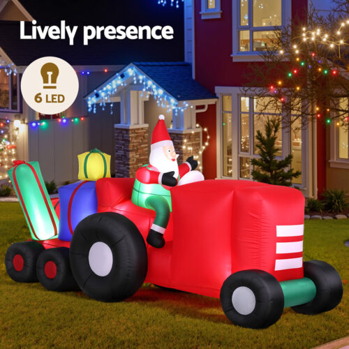 Jingle Jollys Christmas Inflatable Santa Truck 2.6M Length LED Decorations Illuminated - Image 4