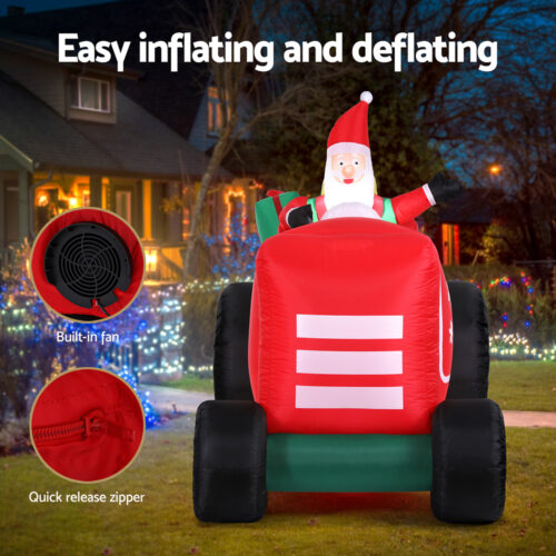 Jingle Jollys Christmas Inflatable Santa Truck 2.6M Length LED Decorations Illuminated - Image 5