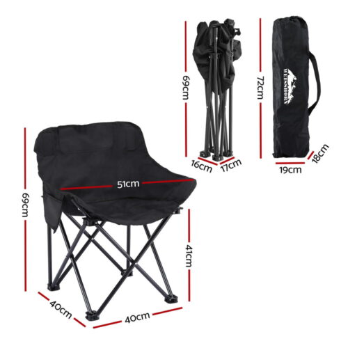 Weisshorn Folding Camping Moon Chair Portable Seat Weight Capacity 120KG Black - Image 2