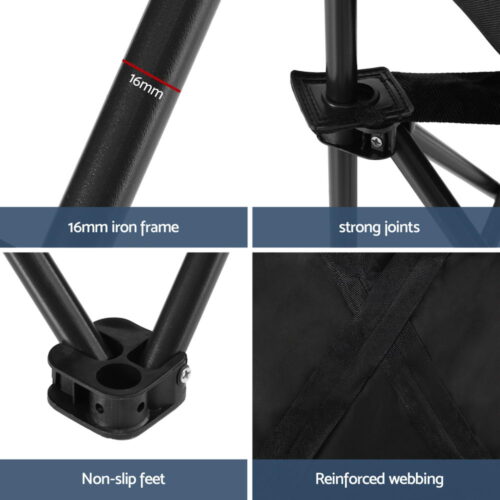 Weisshorn Folding Camping Moon Chair Portable Seat Weight Capacity 120KG Black - Image 5