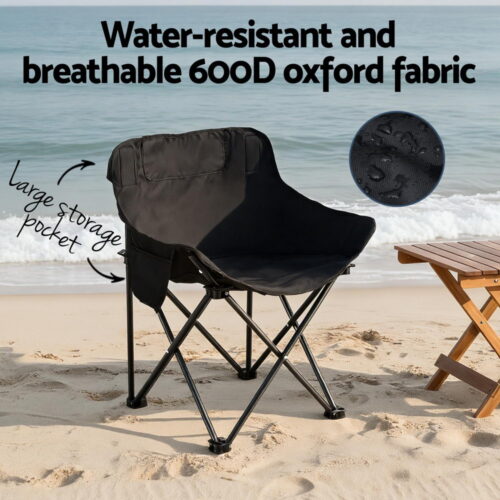 Weisshorn Folding Camping Moon Chair Portable Seat Weight Capacity 120KG Black - Image 6