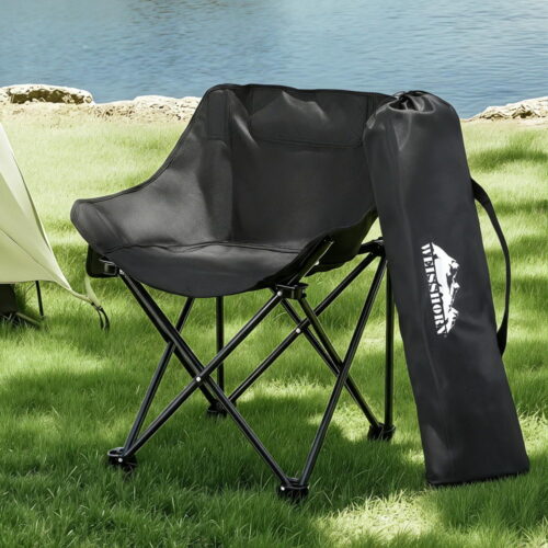 Weisshorn Folding Camping Moon Chair Portable Seat Weight Capacity 120KG Black - Image 7