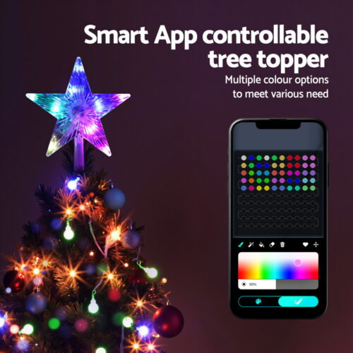 Jingle Jollys Christmas Tree Topper Star RGB LED Xmas Decor 80 Modes APP Control - Image 4