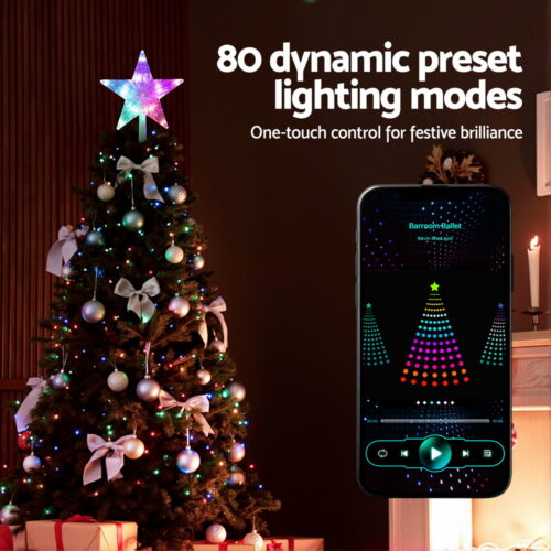 Jingle Jollys Christmas Tree Topper Star RGB LED Xmas Decor 80 Modes APP Control - Image 5