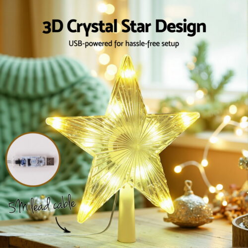 Jingle Jollys Christmas Tree Topper Star RGB LED Xmas Decor 80 Modes APP Control - Image 6
